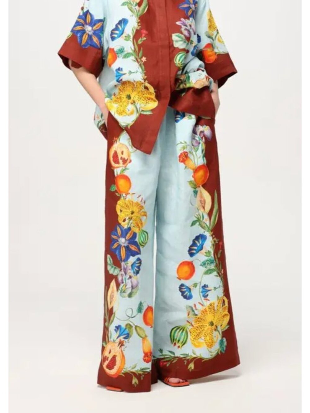 Maison d'Amelie Line Blend Floral Wide leg Pants L